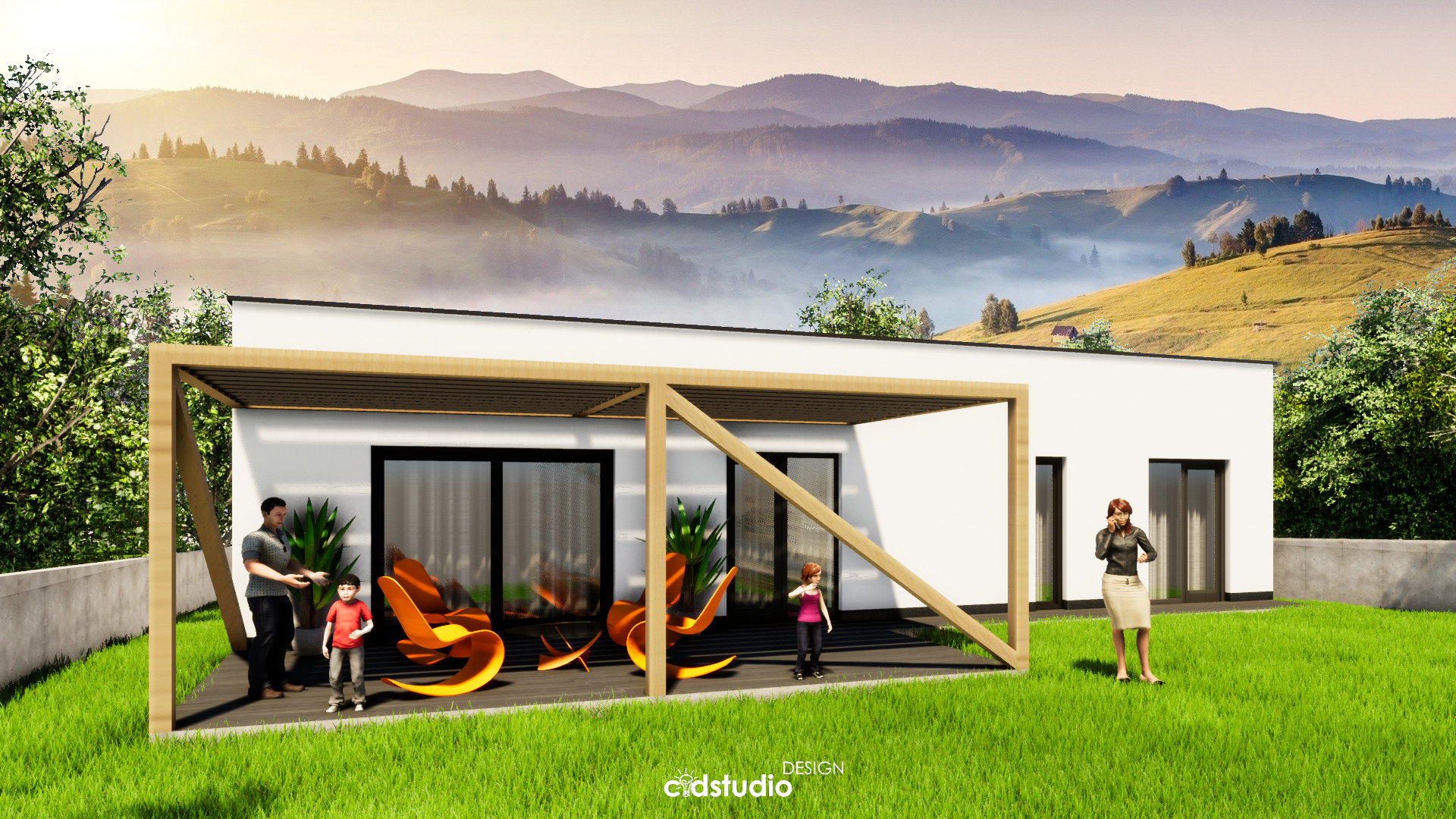 Prešov, Slovensko, projekt, rodinný dom, 3D vizualizácia, vizualizácia, pohľad, pôdorys, základy, strecha,